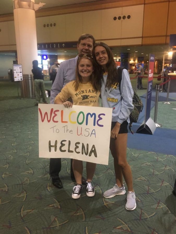 Meeting Helena at the airport for the first time.