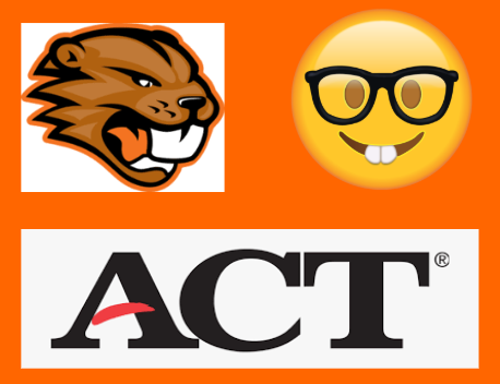 Bucky and a nerd emoji look warily at the ACT logo beneath them.