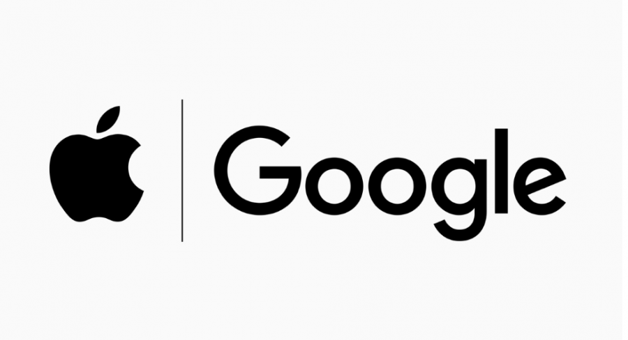 The Google and Apple logos together symbolize their new partnership during the COVID-19 pandemic.