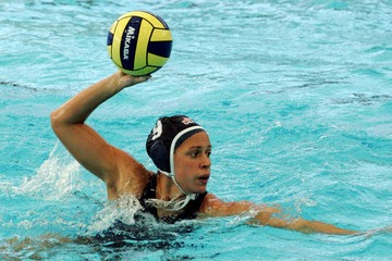Elsie Windes competes in a water polo match.
