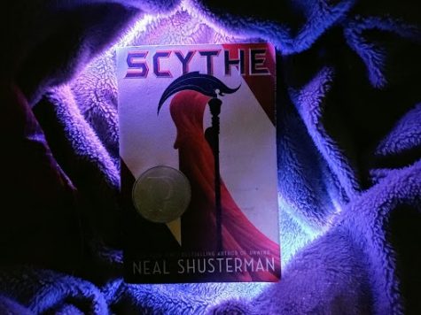 A copy of Scythe enjoys a luxurious existence upon a fluffy blanket, surrounded by lights.