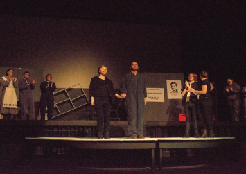 Cast and crew of Beaverton High School’s production of Geroge Orwell’s 1984 during final
bows on Friday, December 11th