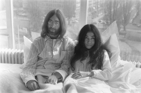 John Lennon (left) in Amsterdam