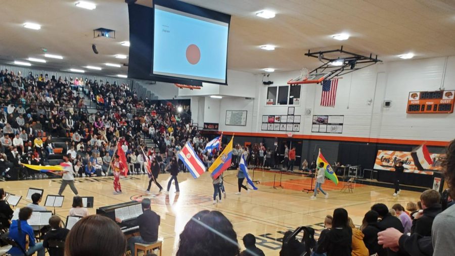 The parade of flags started off the assembly.