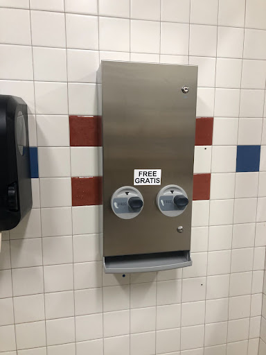 A menstrual product machine in a school bathroom. The machine was installed as part of Oregons Menstrual Dignity Act passed in 2021. 