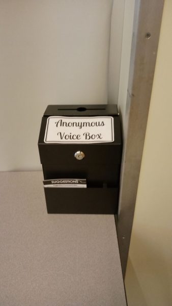 Leadership has set up anonymous  student voice boxes around the school.